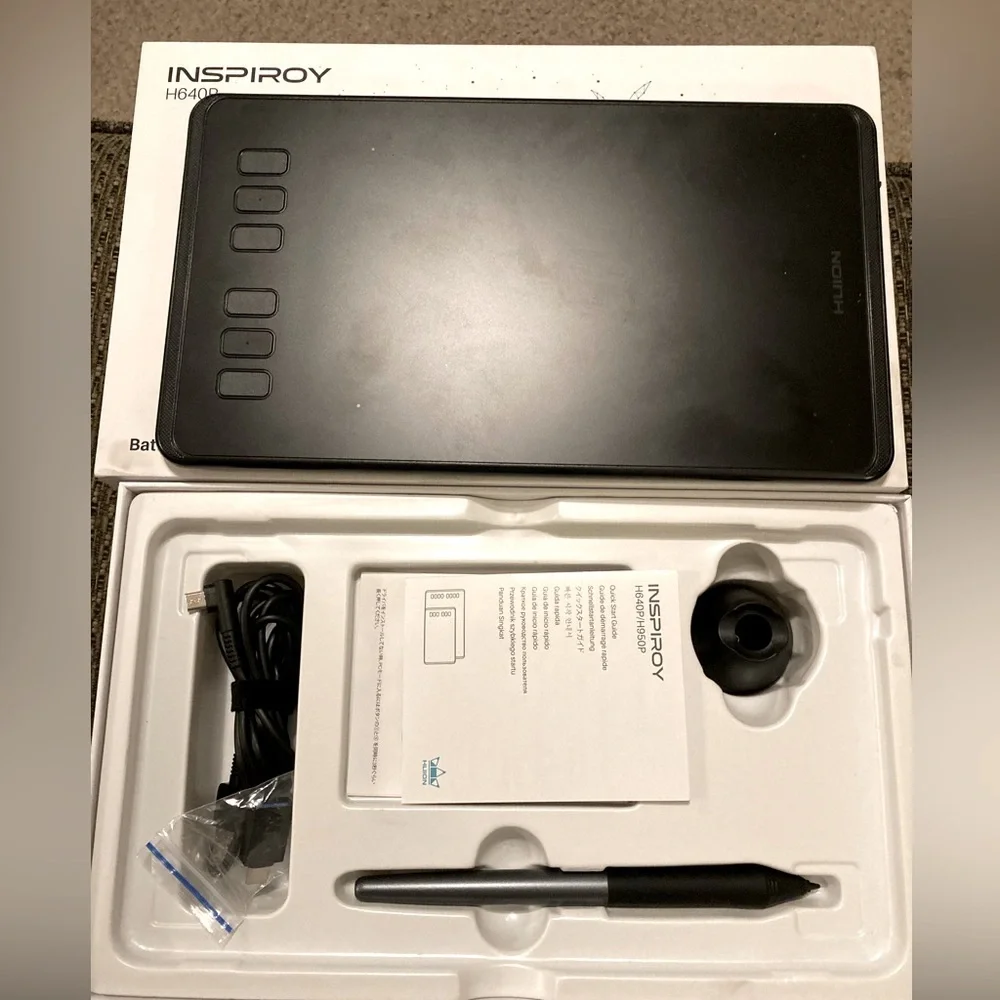 HUION Inspiroy H640P Drawing Tablet with Battery-Free Stylus USED ONCE